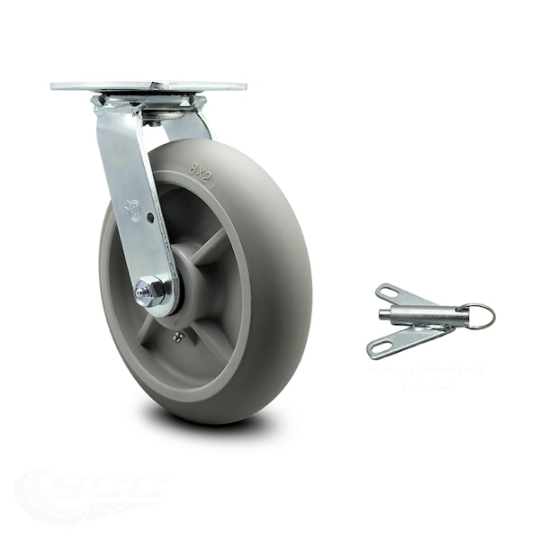 Lavex Lodging Housekeeping Cart Caster - Swivel with Bolt-On Swivel Lock - SCC